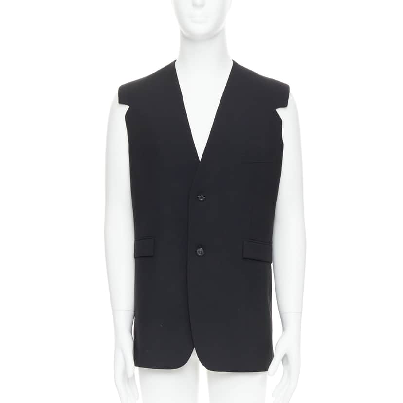 Raf Simons V Cut Armhole Waistcoat Black Wool Fair condition - Front View