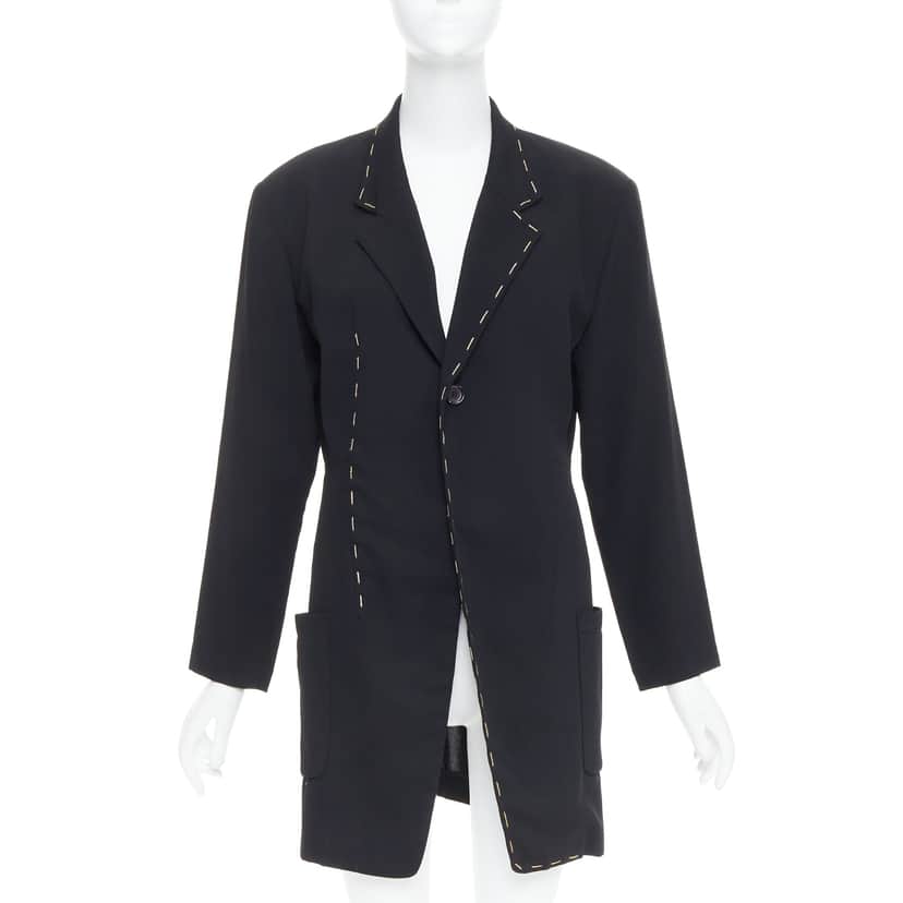 Yohji Yamamoto Black Long Blazer Coat Black Wool Very good condition - Front View