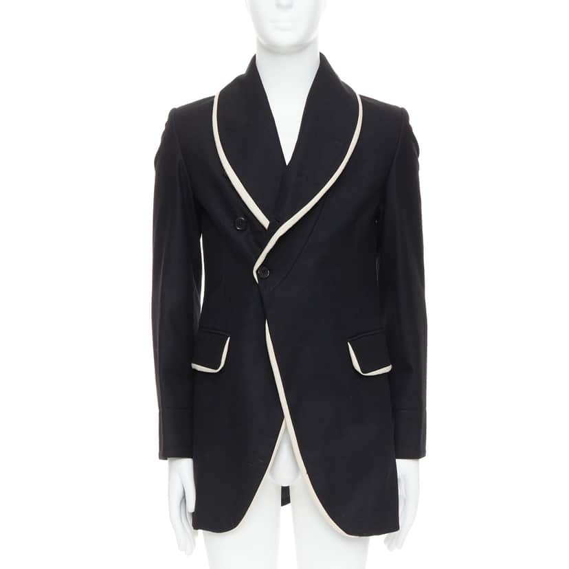Ann Demeulemeester Black Wool Shawl Coat Black Wool Very good condition - Front View