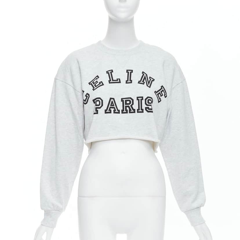 Celine Varsity Logo Sweatshirt Grey Cotton Never worn - Front View