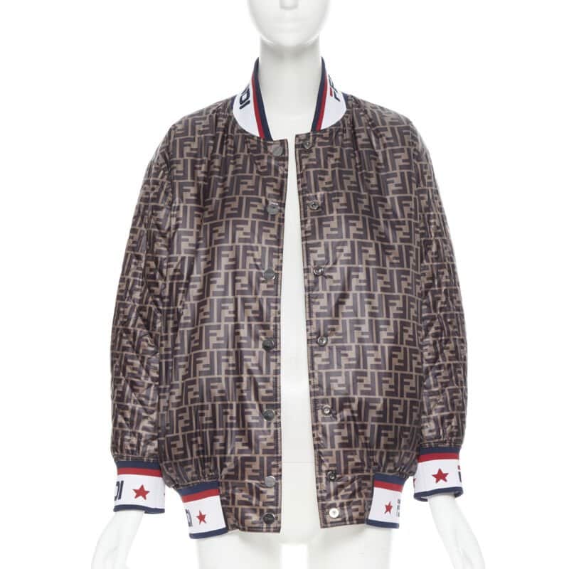 Fendi Colorblocked Silk Bomber White Silk Never worn, with tag - Front View