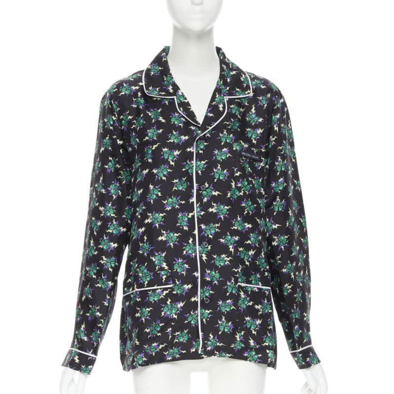 Prada Heart Print Shirt Black Silk Never worn, with tag - Front View
