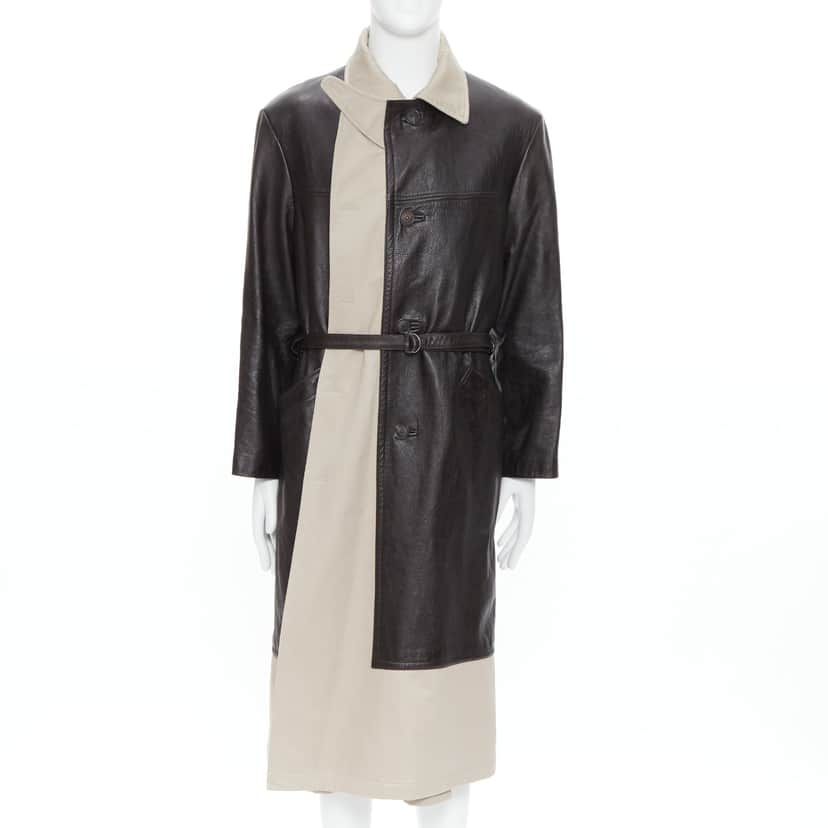 Balenciaga Fake Layering leather trench coat Black Leather Very good condition - Front View