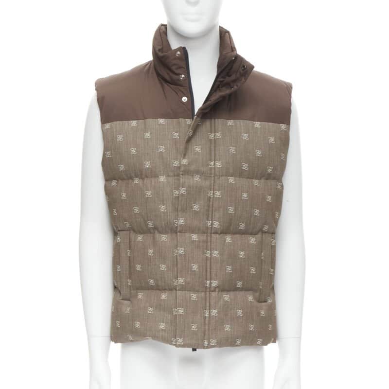Fendi Zucca Puffer Vest Brown Cotton Never worn, with tag - Front View