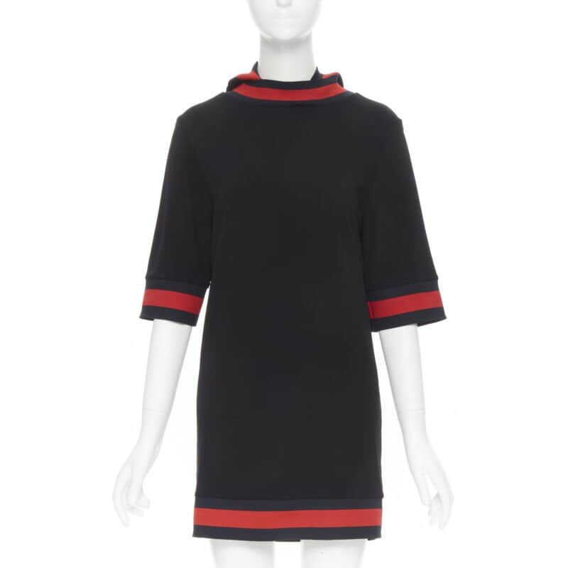 Gucci Web Trim Dress Black Polyester Never worn, with tag - Front View