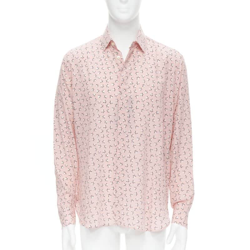 Saint Laurent Star print silk shirt Pink Silk Never worn, with tag - Front View
