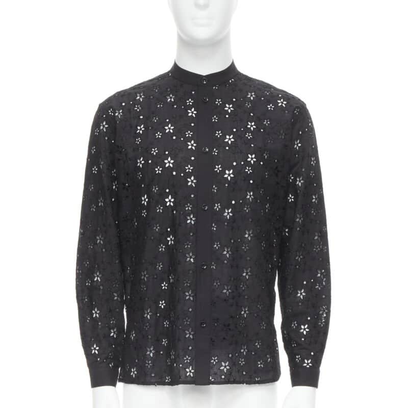 Saint Laurent Star Embroidery Shirt Black Wool Never worn, with tag - Front View