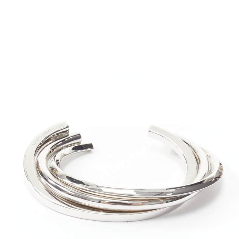 Saint Laurent Silver Triple Twist Cuff Silver Metal Very good condition - Front View