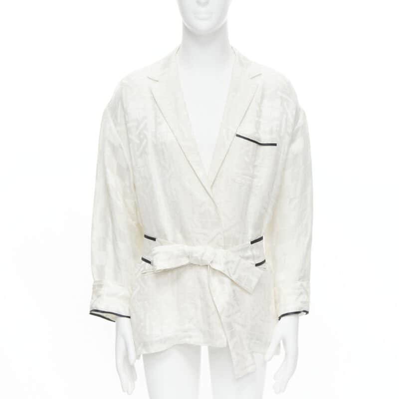 Haider Ackermann Jacquard Robe Shirt White Linen Very good condition - Front View