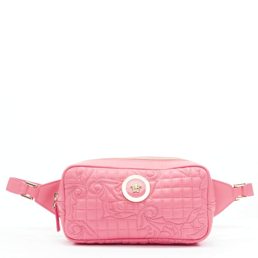 Versace Pink Baroque Waist Bag Pink Leather Never worn, with tag - Front View