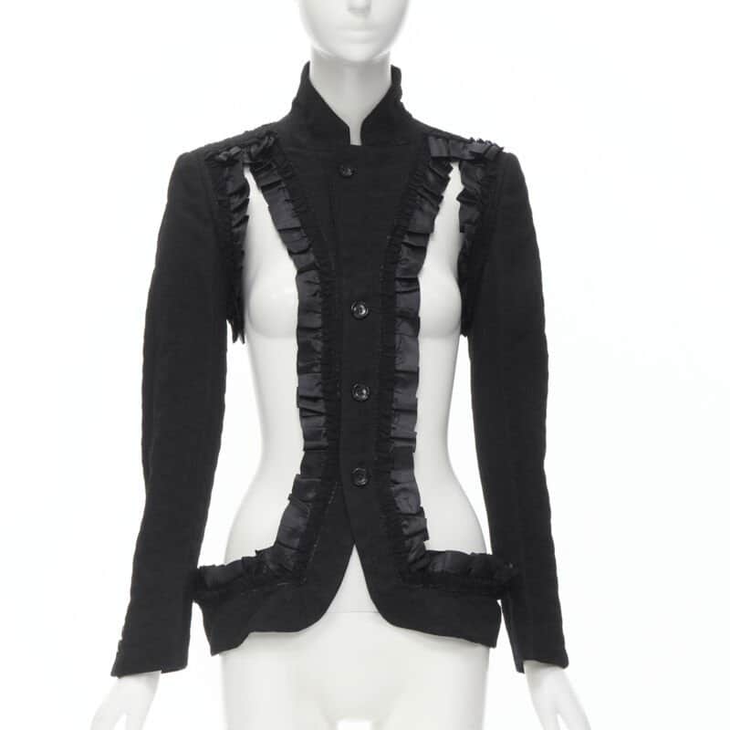 Comme Des Garcons Ruffle Deconstructed Blazer Black Cotton Never worn - Front View
