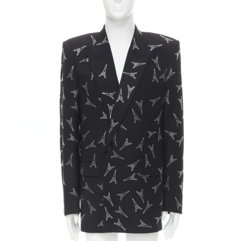 Balenciaga Crystal Power Blazer Black Viscose Never worn, with tag - Front View