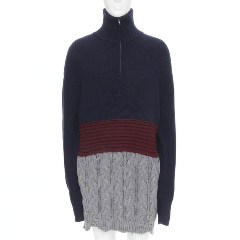 Balenciaga Cable Knit Sweater Navy Wool Never worn, with tag - Front View