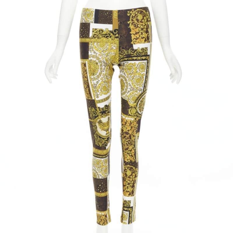 Versace Baroque Leggings Gold Polyamide Never worn, with tag - Front View