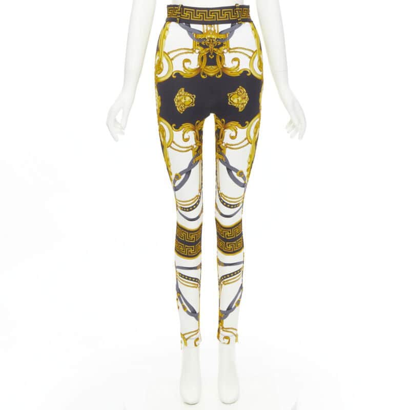 Versace Harness Leggings Gold Viscose Never worn, with tag - Front View