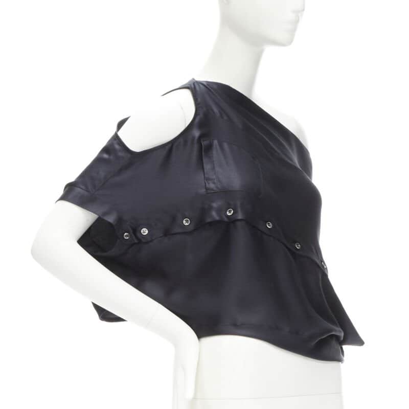 Maison Martin Margiela Sideways Off Top Black Silk Never worn - Front View