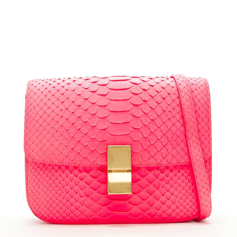 Celine Neon Classic Box Bag Pink Leather Very good condition - Front View