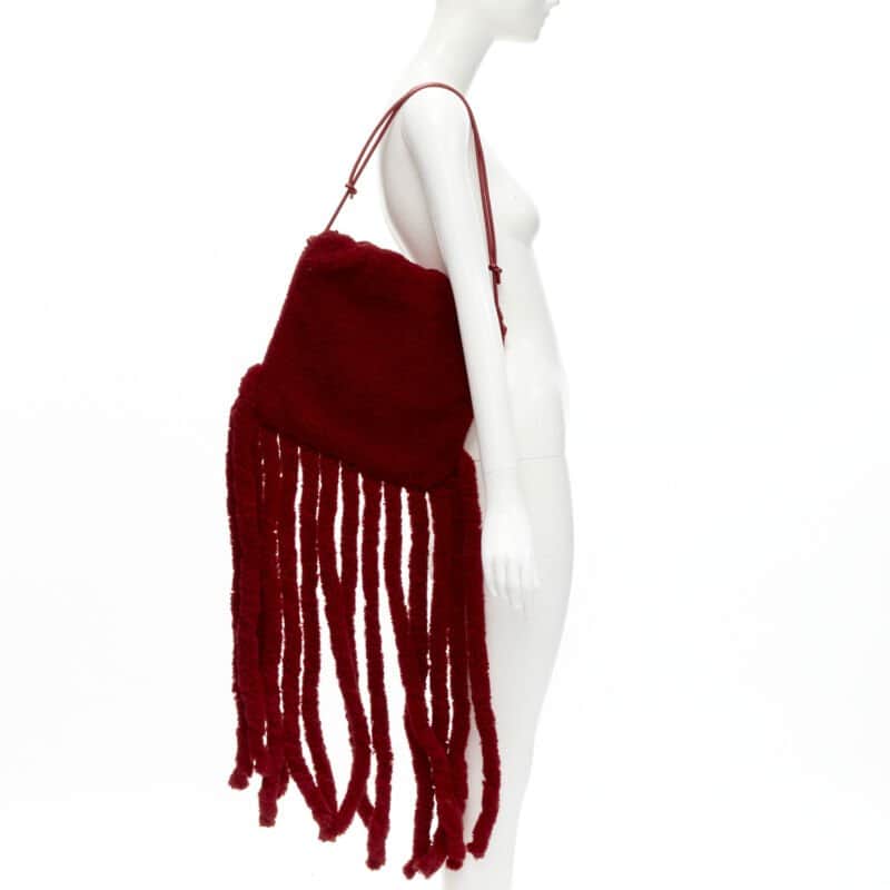 Bottega Veneta Red Shearling Clutch Red Fur Never worn, with tag - Front View