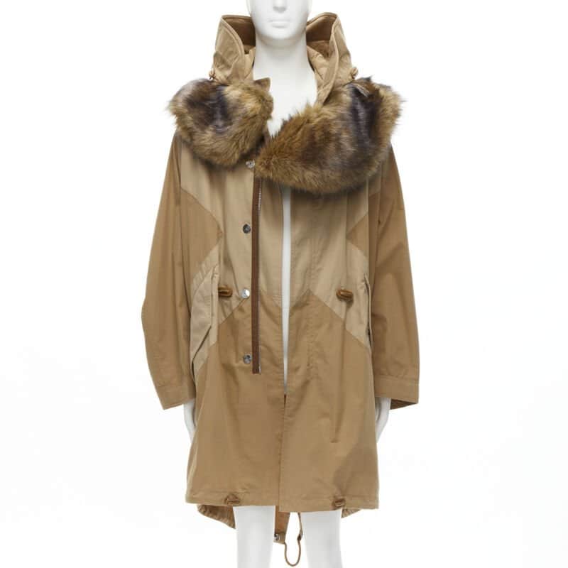 Burberry Walnut Fur Anorak Beige Cotton Never worn, with tag - Front View