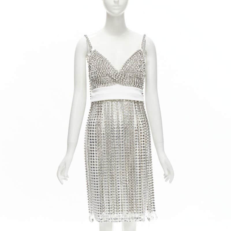 Burberry Crystal Flapper Dress White Viscose Never worn, with tag - Front View