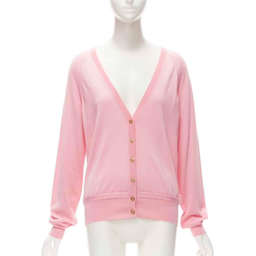 Versace Medusa Button Cardigan Pink Wool Never worn, with tag - Front View