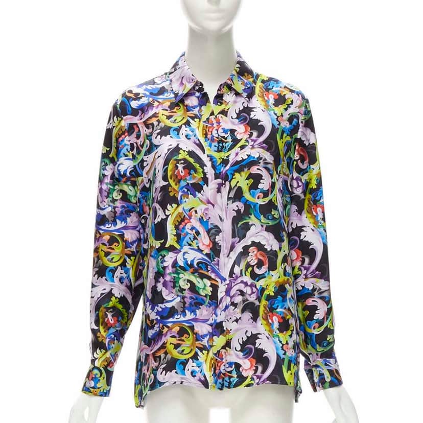 Versace Baroccoflage Shirt MultiColor Silk Never worn, with tag - Front View