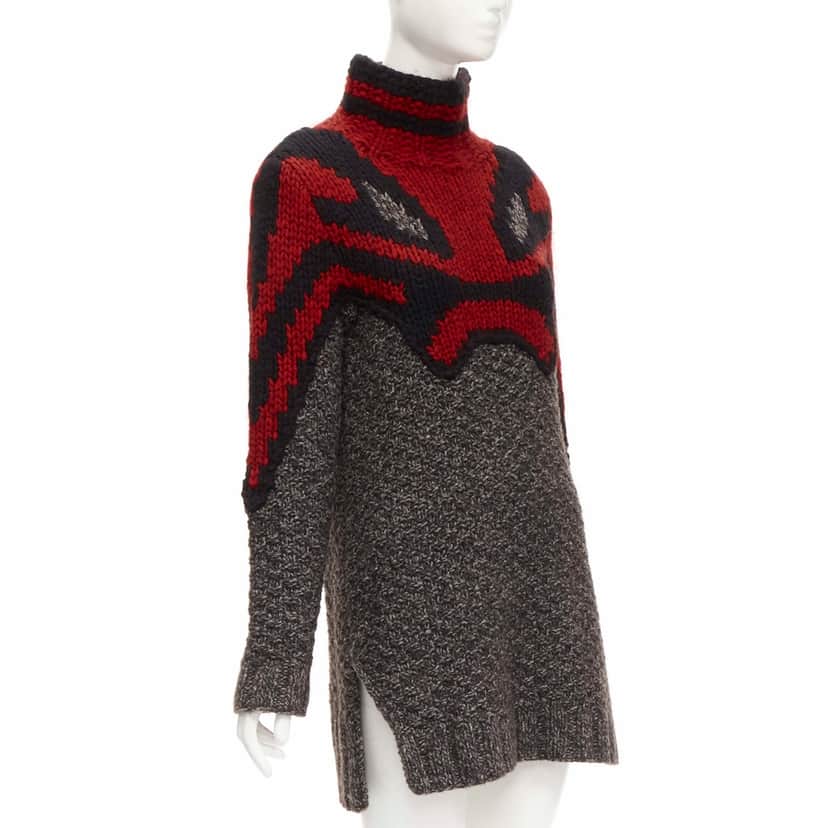Celine Abstract Knit Dress Red Wool Never worn - Front View