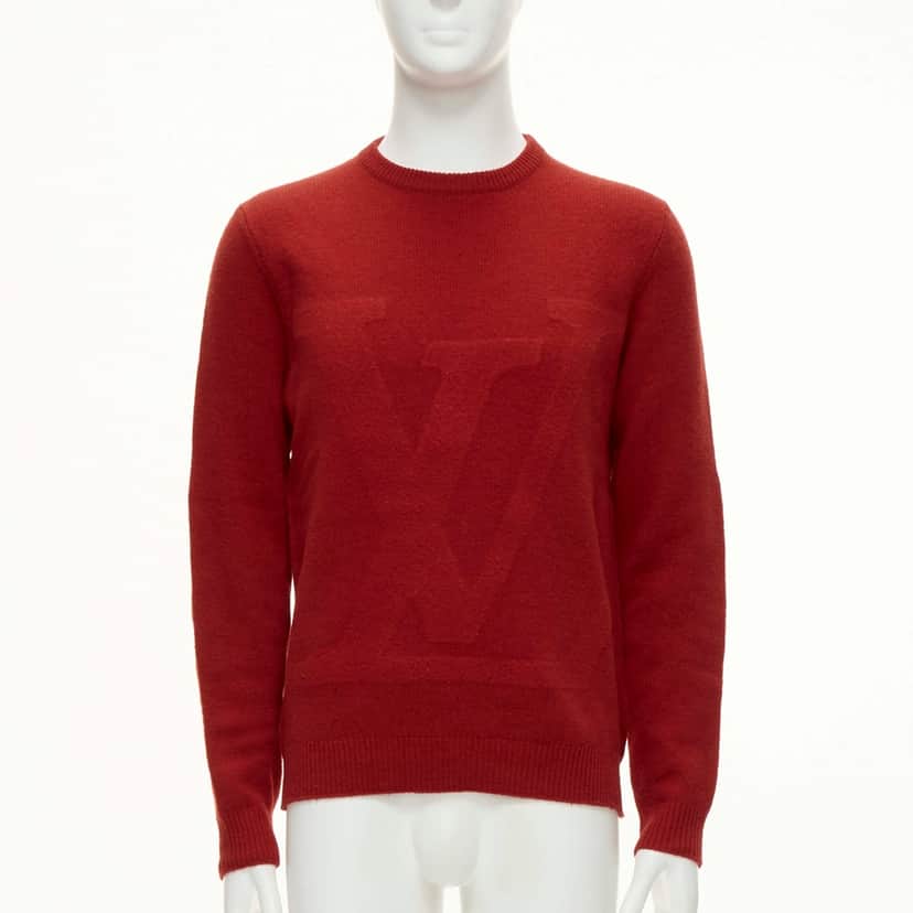 Louis Vuitton Logo Crew Sweater Red Wool Very good condition - Front View