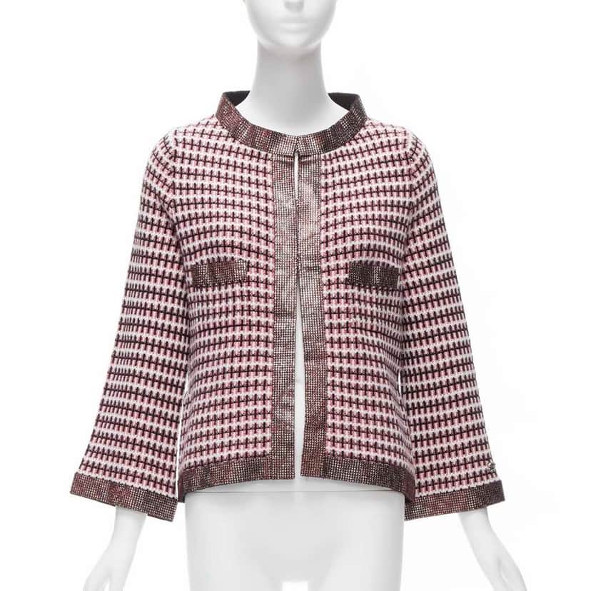 Chanel Crystal Trim Cardigan Pink Cashmere Never worn - Front View