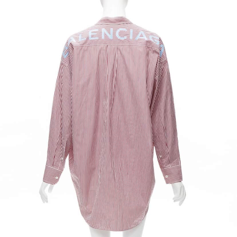 Balenciaga Stripe Oversized Shirt Red Cotton Never worn - Front View
