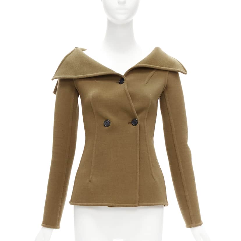 Celine Brown Collar Jacket Brown Wool Never worn - Front View