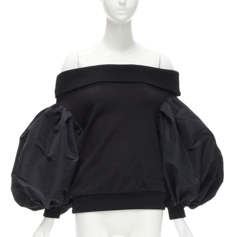 Alexander McQueen Puff Sleeve Sweater Black Cotton Never worn - Front View