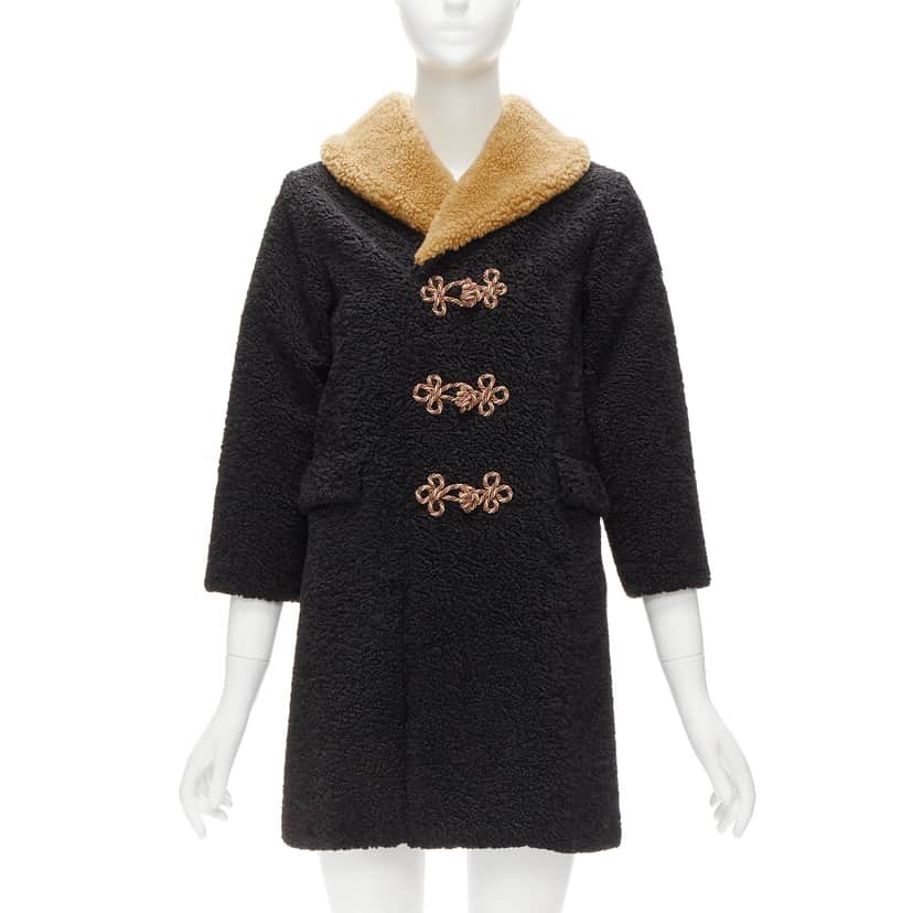 Gucci Anchor Teddy Coat Black Polyester Never worn - Front View