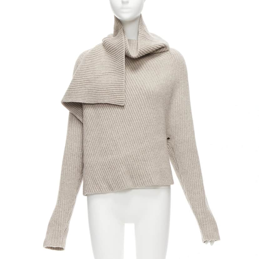 Celine Draped Neck Sweater Beige Wool Never worn - Front View