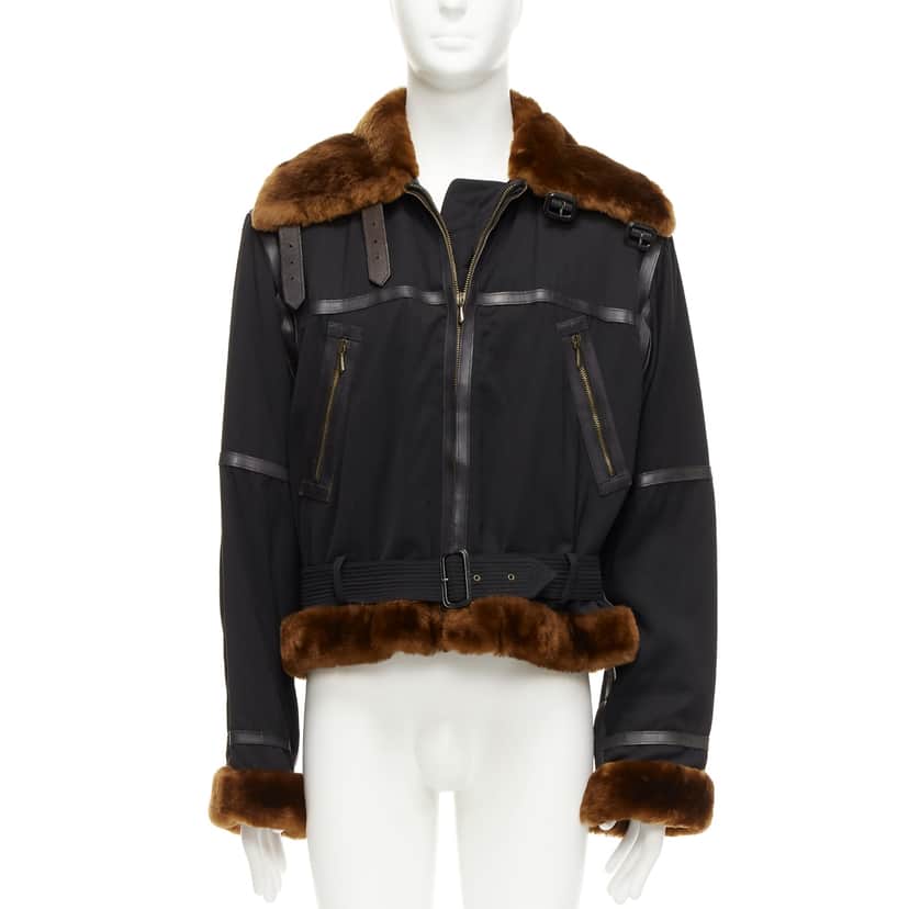 Jean Paul Gaultier Black Aviator Jacket Black Wool Good condition - Front View