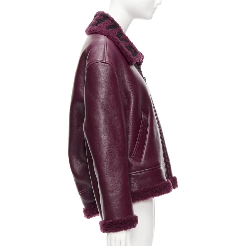 Balenciaga Shearling Bombardier Burgundy Fur Never worn, with tag - Front View