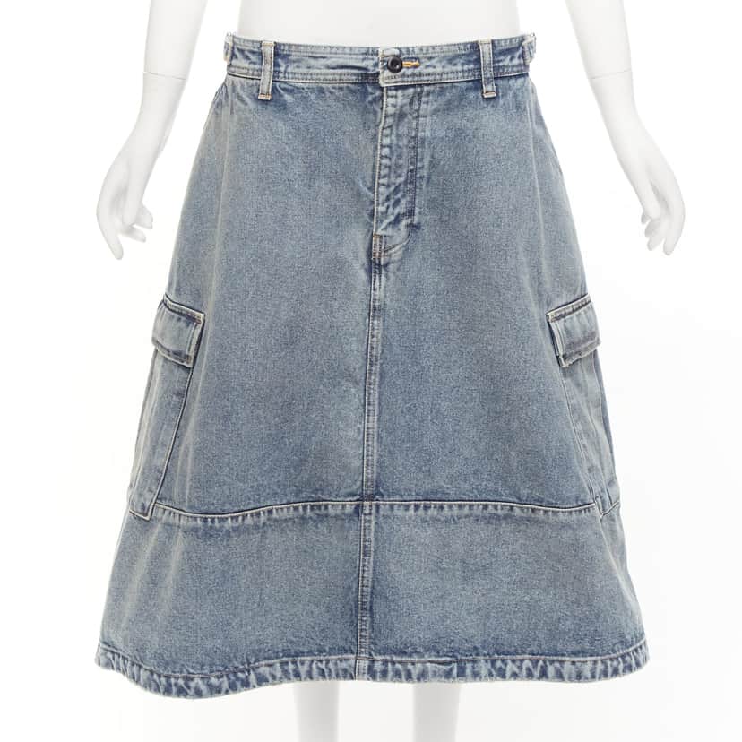 Balenciaga Cargo Denim Skirt Blue Never worn, with tag - Front View