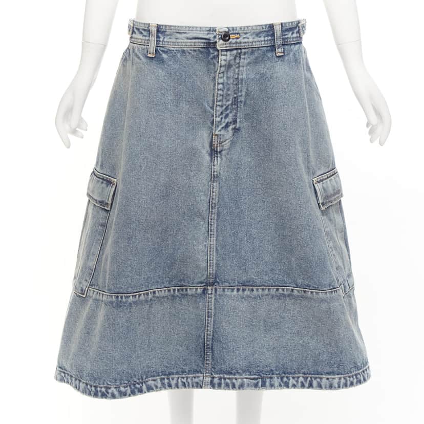 Balenciaga Cargo Denim Skirt Blue Cotton Never worn, with tag - Front View