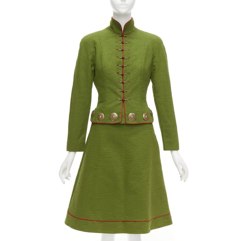 Dior Green Skirt Suit Green Cotton Never worn, with tag - Front View
