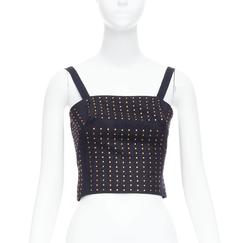 Miu Miu Black Crystal Bustier Black Wool Very good condition - Front View