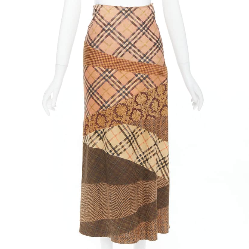 Roberto Cavalli Leather Patch Skirt Brown Leather Good condition - Front View
