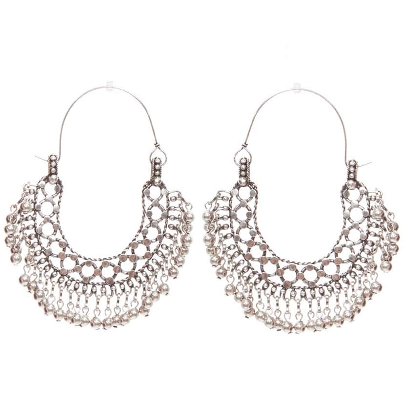 Saint Laurent Marrakech Folk earrings Silver Metal Never worn - Front View