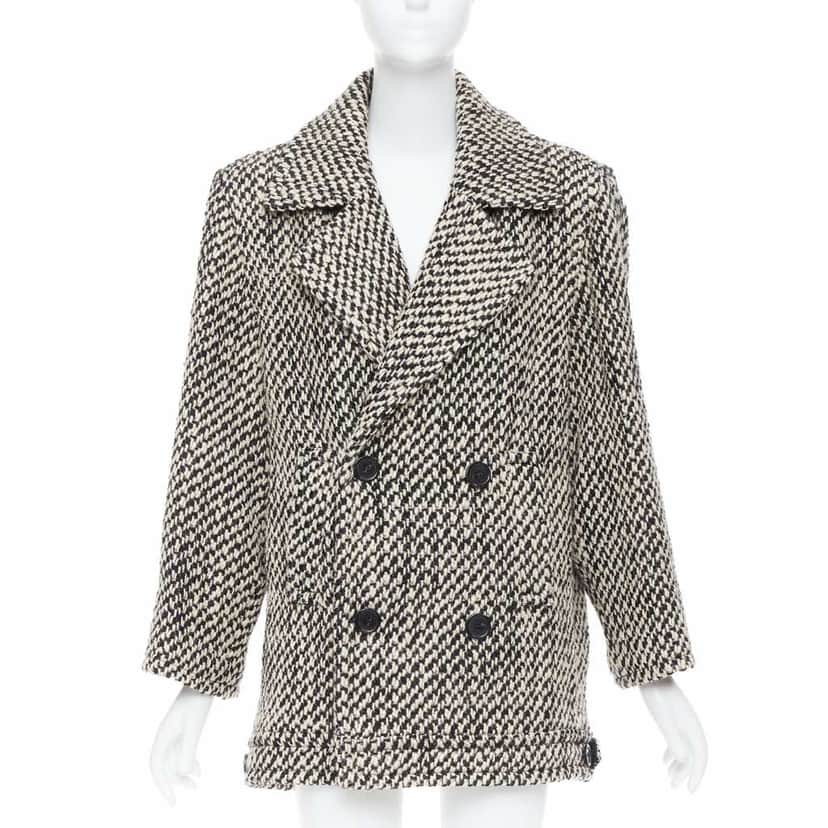 Saint Laurent Grey Oversized Coat Black Wool Never worn, with tag - Front View