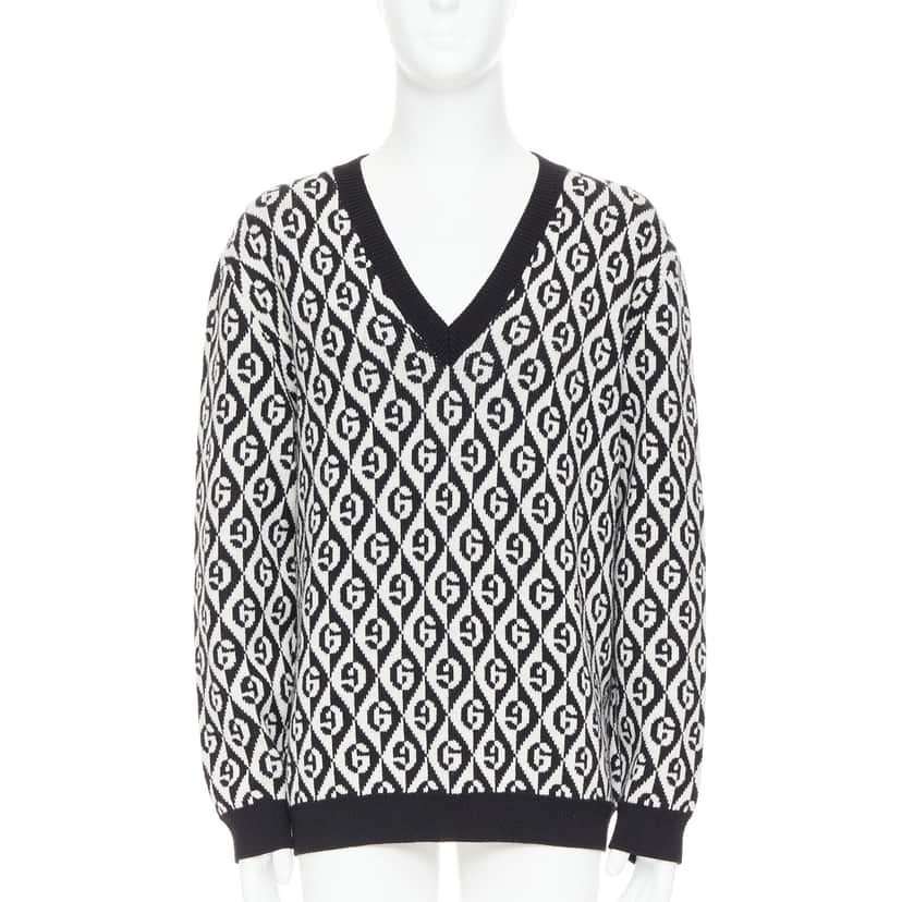 Gucci G Monogram Sweater Black Wool Never worn - Front View