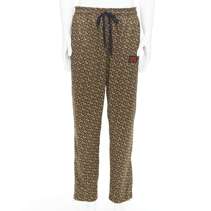Burberry Logo Jogger Pants Khaki Polyester Very good condition - Front View