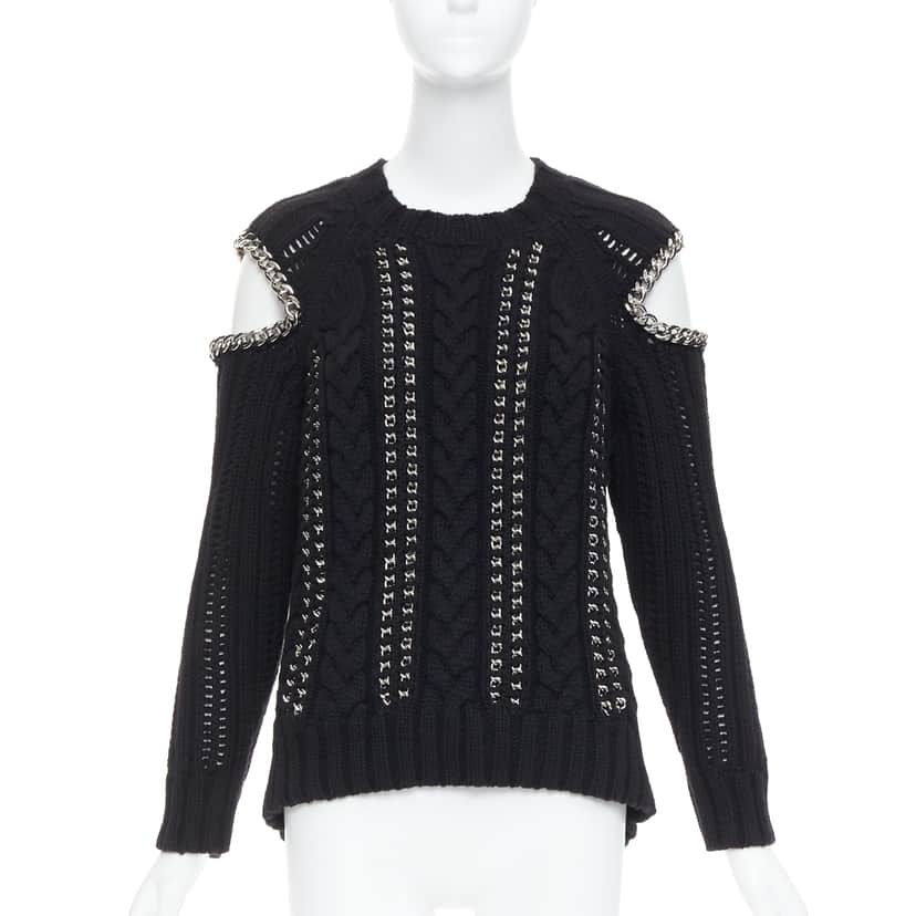 Alexander McQueen Chain Cold Sweater Black Cashmere Very good condition - Front View