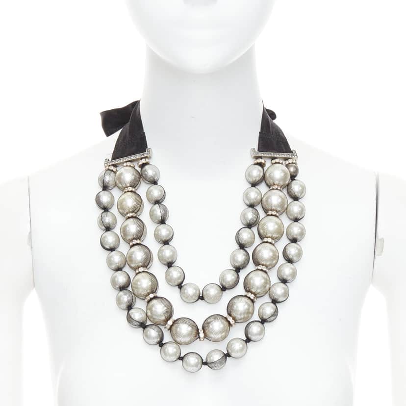 Lanvin Strand Tie Necklace Black Very good condition - Front View