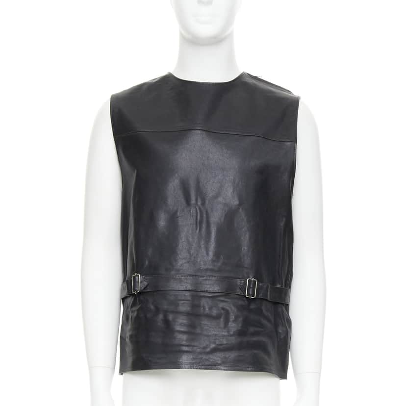 Prada Sleeveless Vitello Jacket Black Leather Never worn, with tag - Front View