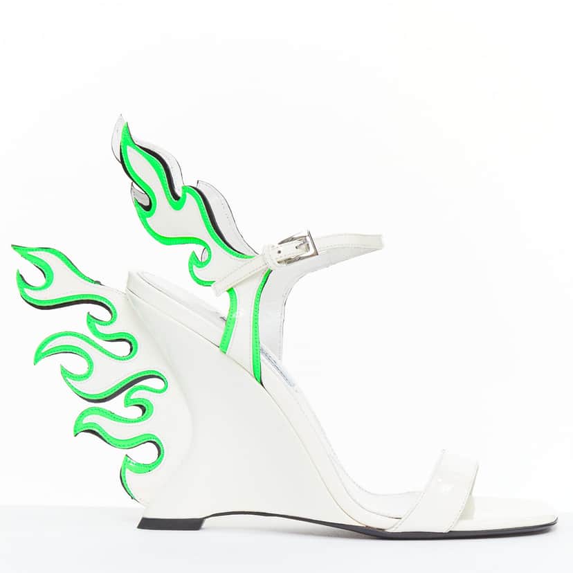 Prada Flame Wedge Sandal White Never worn - Front View
