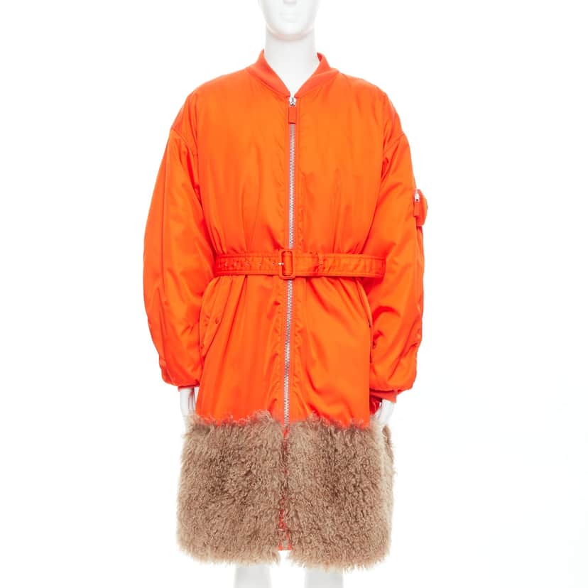 Prada Orange Bomber Coat Orange Never worn, with tag - Front View
